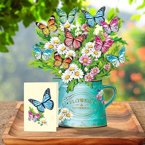 Airpark Pop Up Flower Cards, Daisies and Butterflies, 12inch Forever Flower Bouquet 3D Popup Gree... | Amazon (US)