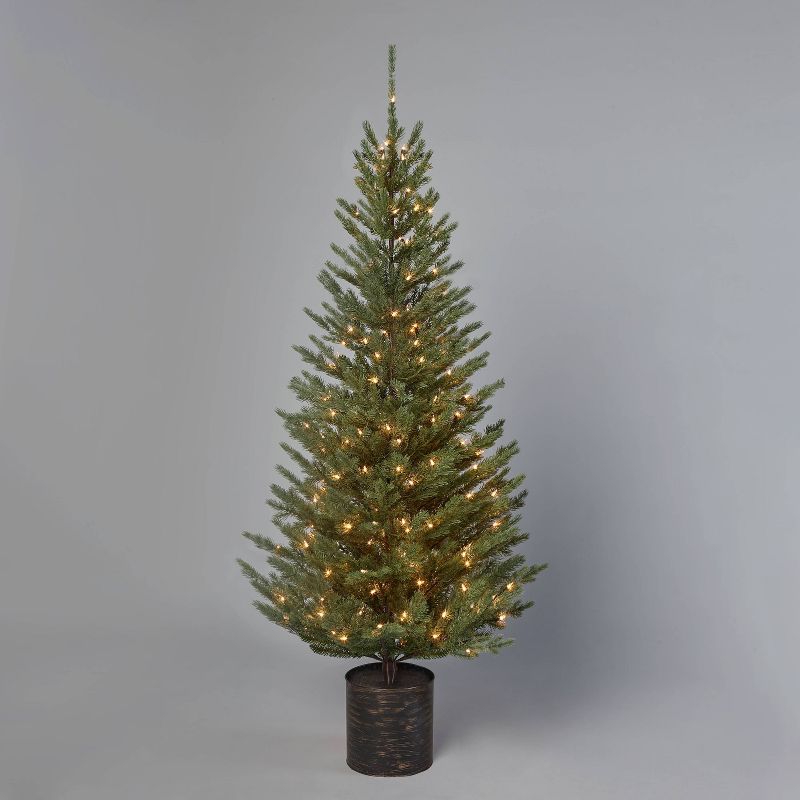 6' Pre-Lit Indexed Balsam Fir Potted Artificial Christmas Tree Clear Lights - Wondershop™ | Target