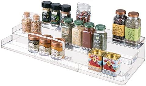 mDesign Plastic Shelf Adjustable & Expandable Spice Rack Organizer with 3 Tiers of Storage for Kitch | Amazon (US)