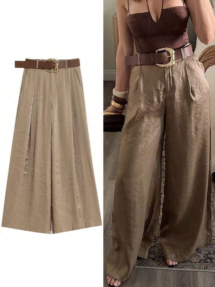 Women's Loose Wide Leg Pants, Spring/Summer Fashion Trousers, High Waist Wide Leg Pants, Casual E... | SHEIN