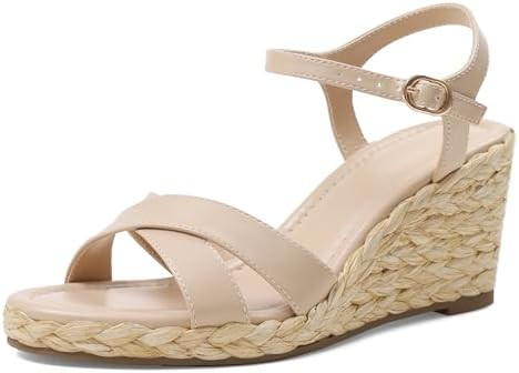 Marc Ford Womens Wedge Sandals 2026 Espadrille Platform Ankle Strap Wedges Comfort Open Toe Raffi... | Amazon (US)