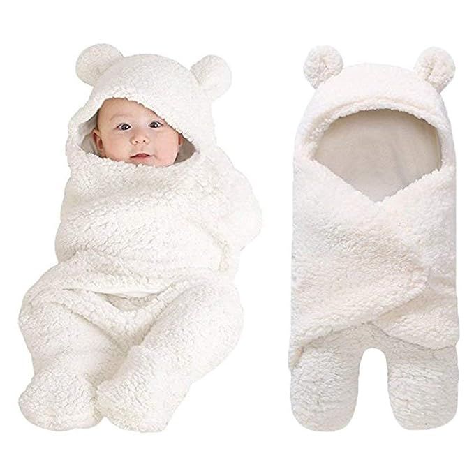 XMWEALTHY Cute Newborn Baby Boys Girls Blankets Plush Swaddle Blankets White | Amazon (US)