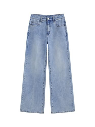 CIDER Women's Middle Waist Straight Leg Jeans Light Wash Denim Casual Going Out Pants | Amazon (US)