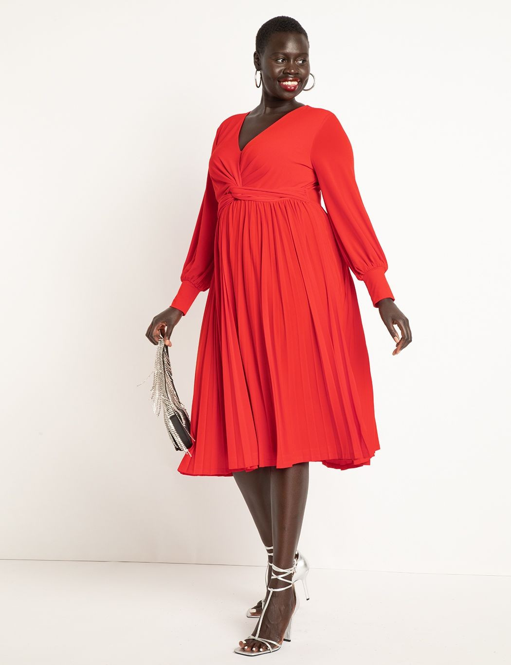 Knot Front Pleated Skirt Dress | Eloquii