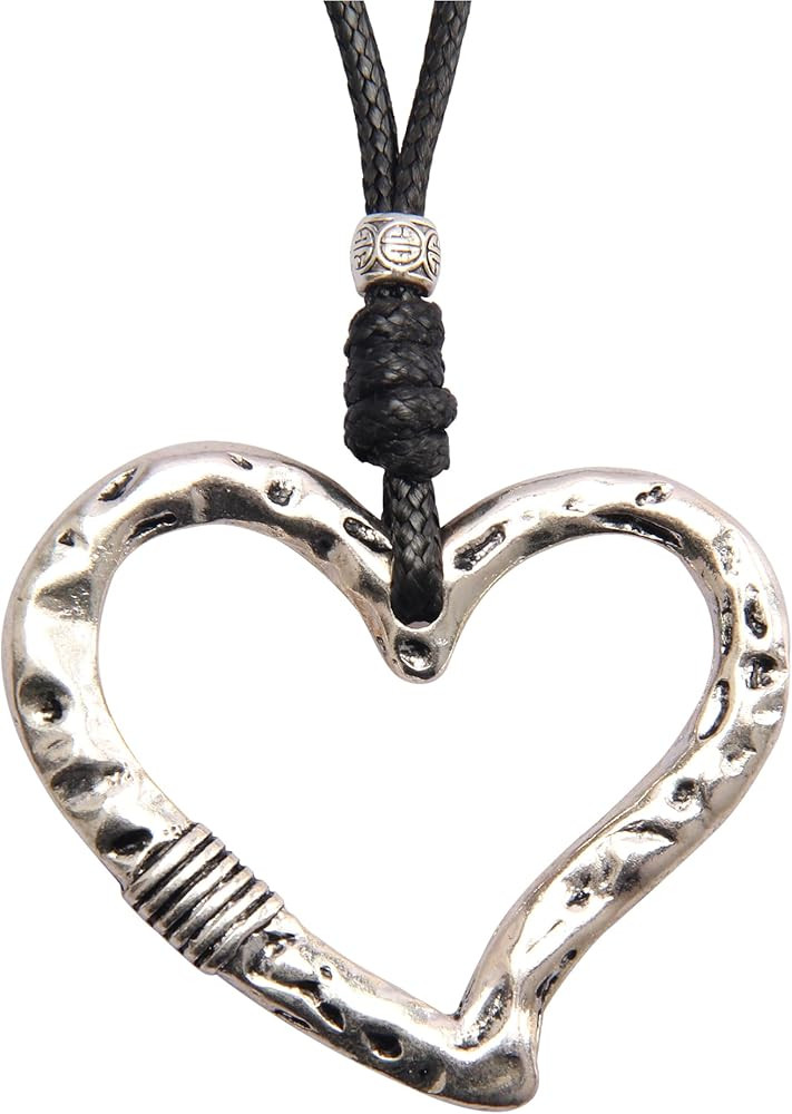 AZORA Handmade Bronze Color Multiple Ring Pendant Necklace Boho Style Long Leather Rope Sweater N... | Amazon (US)