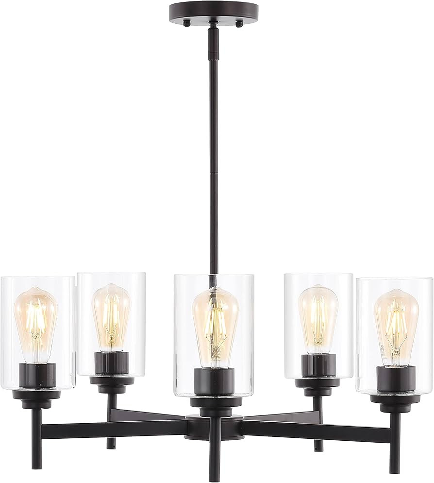 JONATHAN Y JYL9546A Orpheus 24" 5-Light Farmhouse Industrial Iron Cylinder LED Chandelier Modern ... | Amazon (US)