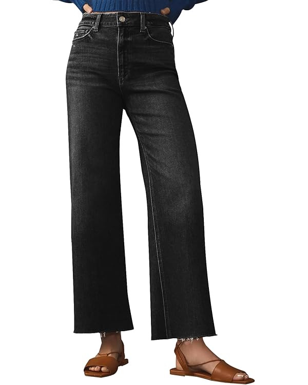 KUNMI Jeans for Women Wide Leg Baggy High Waist Boyfriends Straight Leg Stretchy Denim Pants Tren... | Amazon (US)