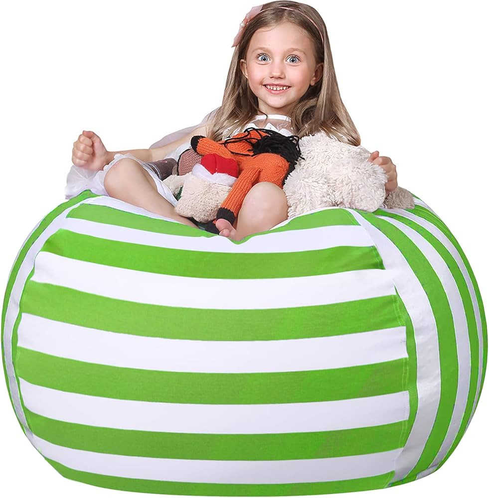 Wekapo Stuffed Animal Storage Bean Bag Chair Cover for Kids | Stuffable Zipper Beanbag for Organi... | Amazon (US)