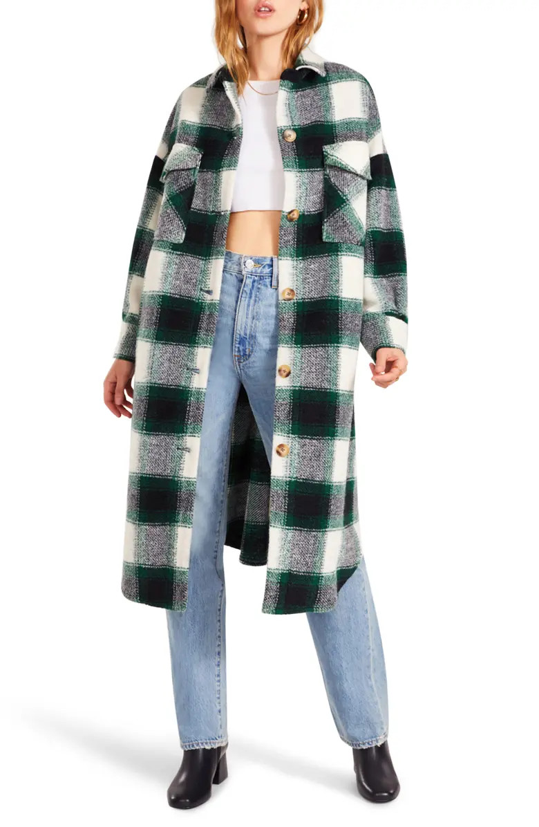 Santa Cruz Plaid Longline Shirt Jacket | Nordstrom