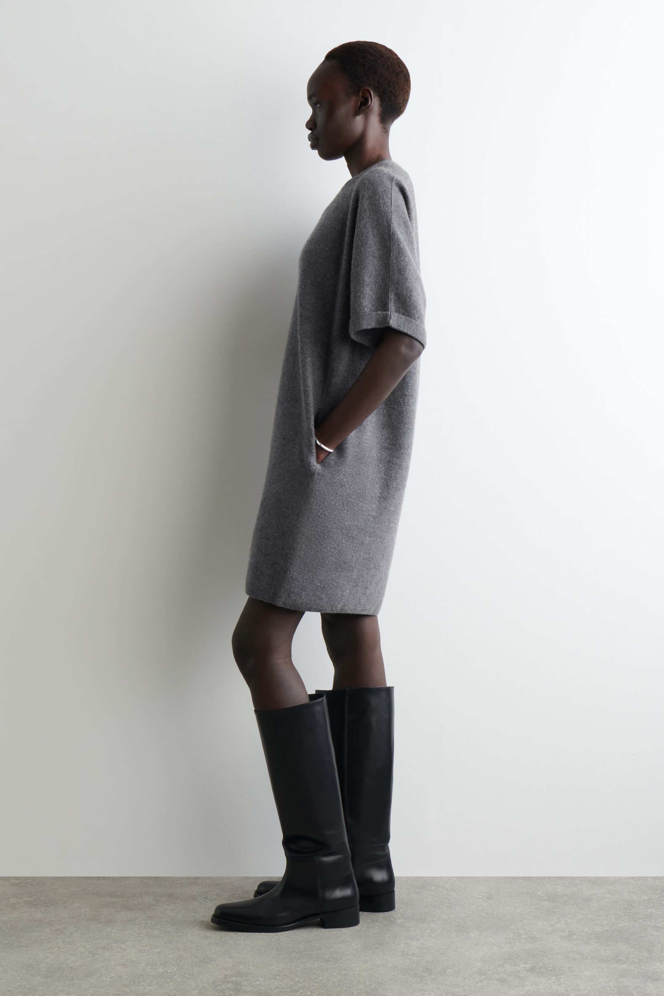 SCULPTED MERINO WOOL MINI DRESS - GRAY MÉLANGE | COS US | COS (US)