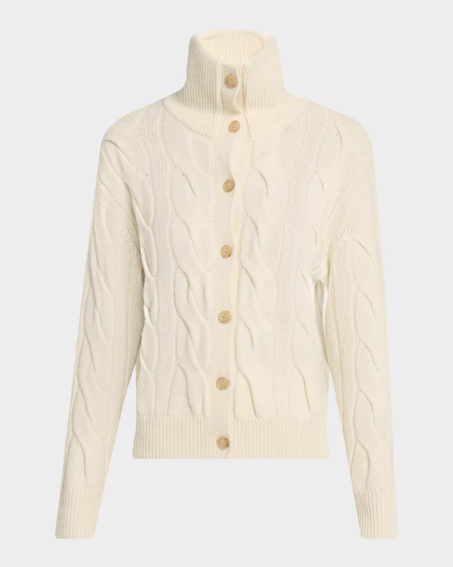 Wool & Cashmere Cable-Knit Cardigan | Neiman Marcus