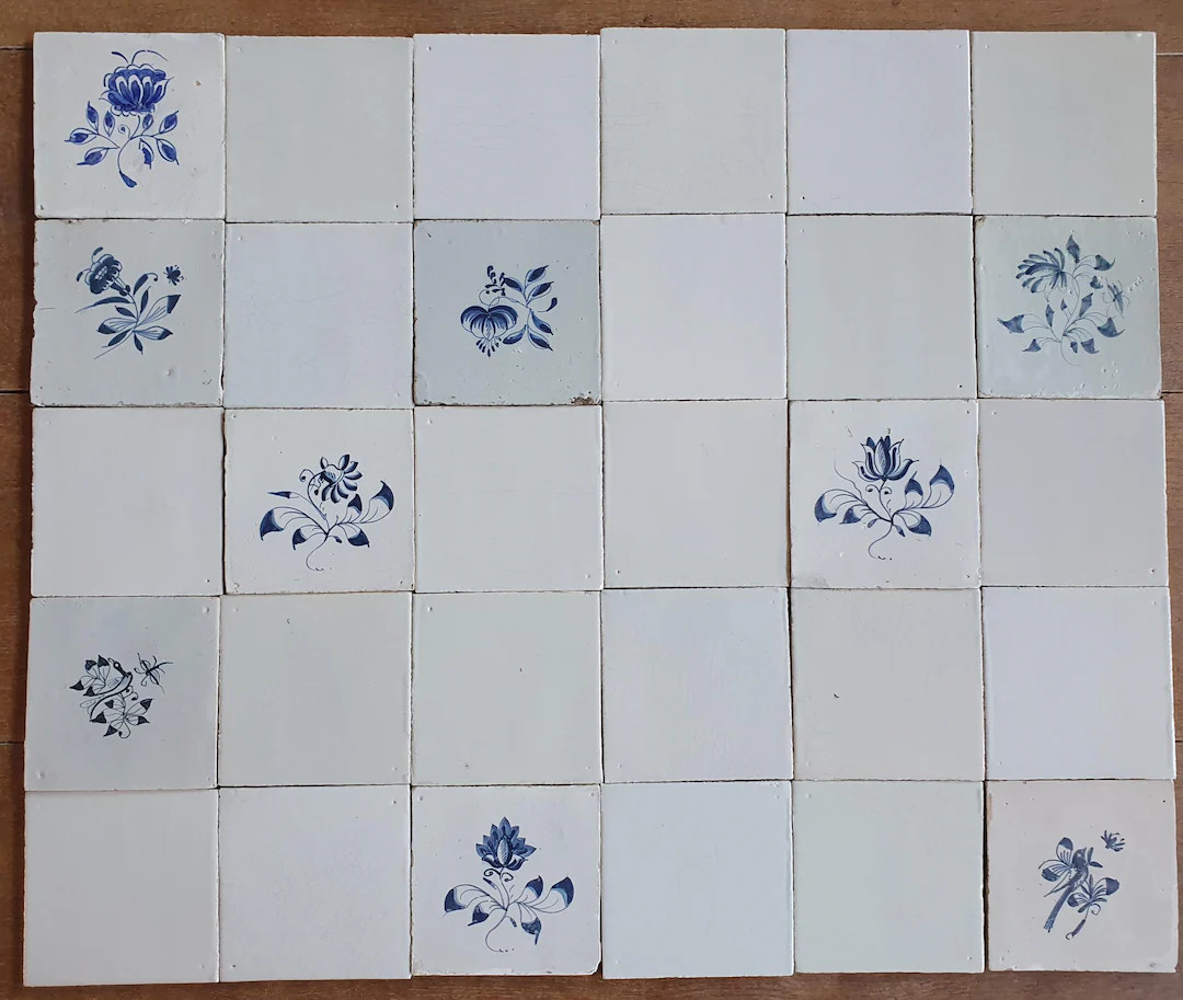 30 X Handmade Delft Tiles Dutch White Build in for Tilefield Field 13x13 Cm Delft Mix 21 White an... | Etsy (US)