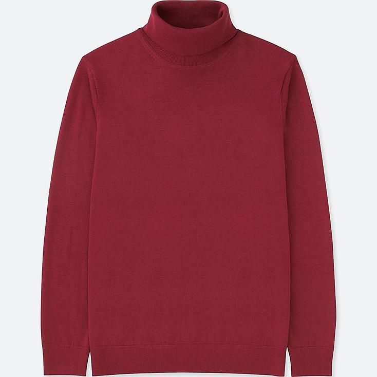 UNIQLO Men's Extra Fine Merino Turtleneck Long-sleeve Sweater, Red, XS | UNIQLO (US)