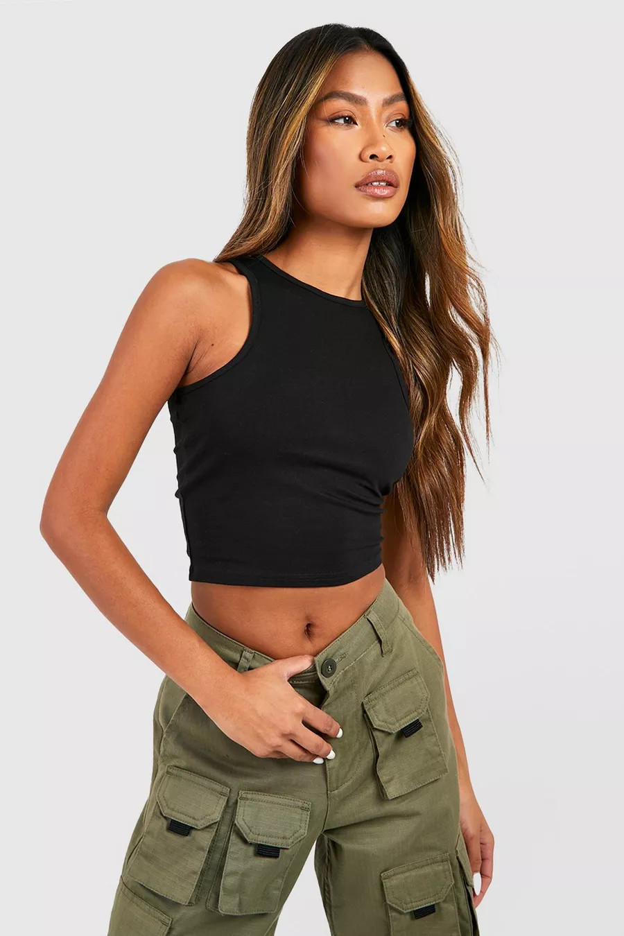 Basic Racer Crop Top | Boohoo.com (NL)