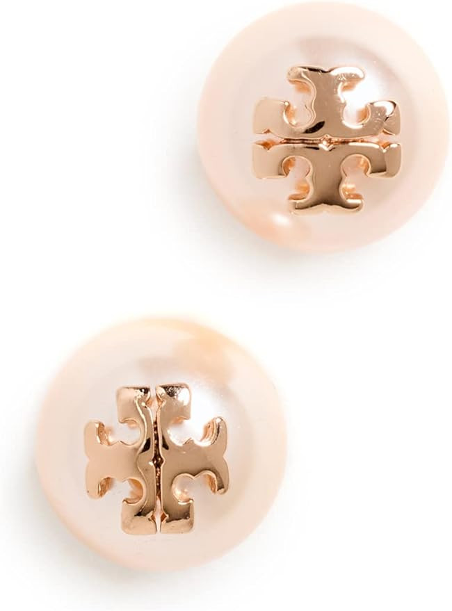 Tory Burch Women's Swarovski Imitation Pearl Stud Earrings, Rose/Rose Gold, One Size | Amazon (US)