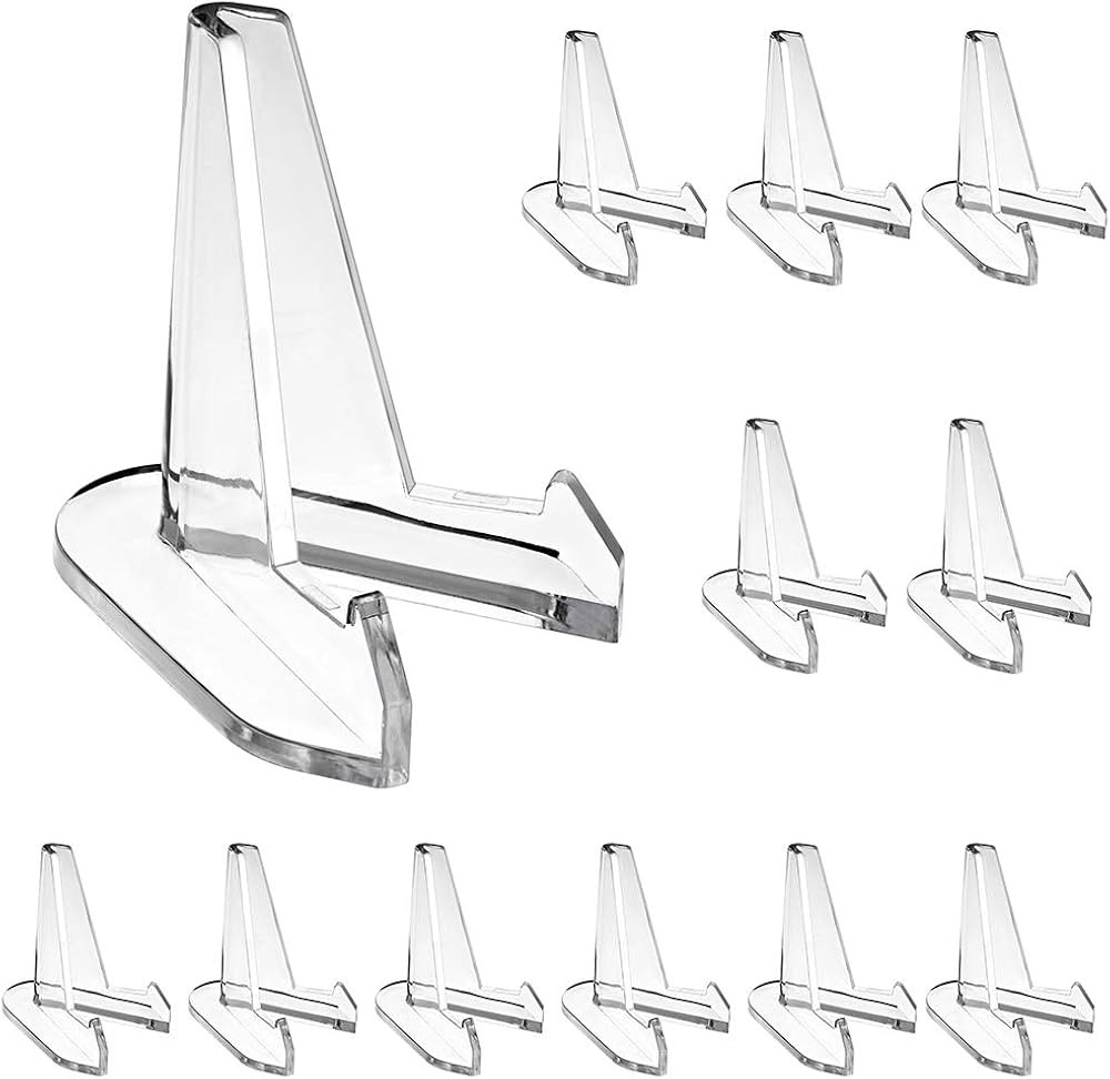 Hipiwe 12 Packs Acrylic Easel Stands Clear Mini Coin Display Easel Holder for Displaying Air-Tite... | Amazon (US)
