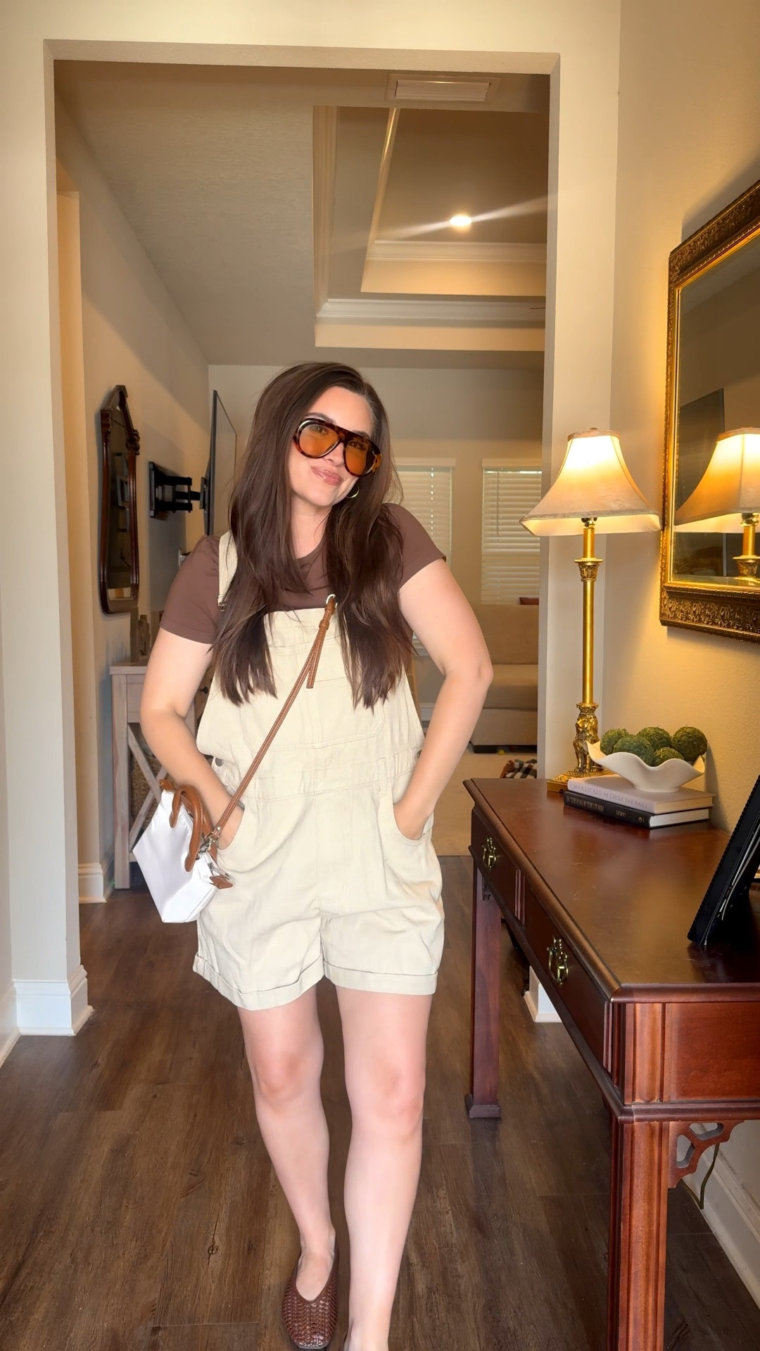 30 days of realistic mom outfits you’ll actually wear! overall shorts for summer with woven flats and a small crossbody purse :) 

#LTKgrwm #LTKootd #LTKmomlife
