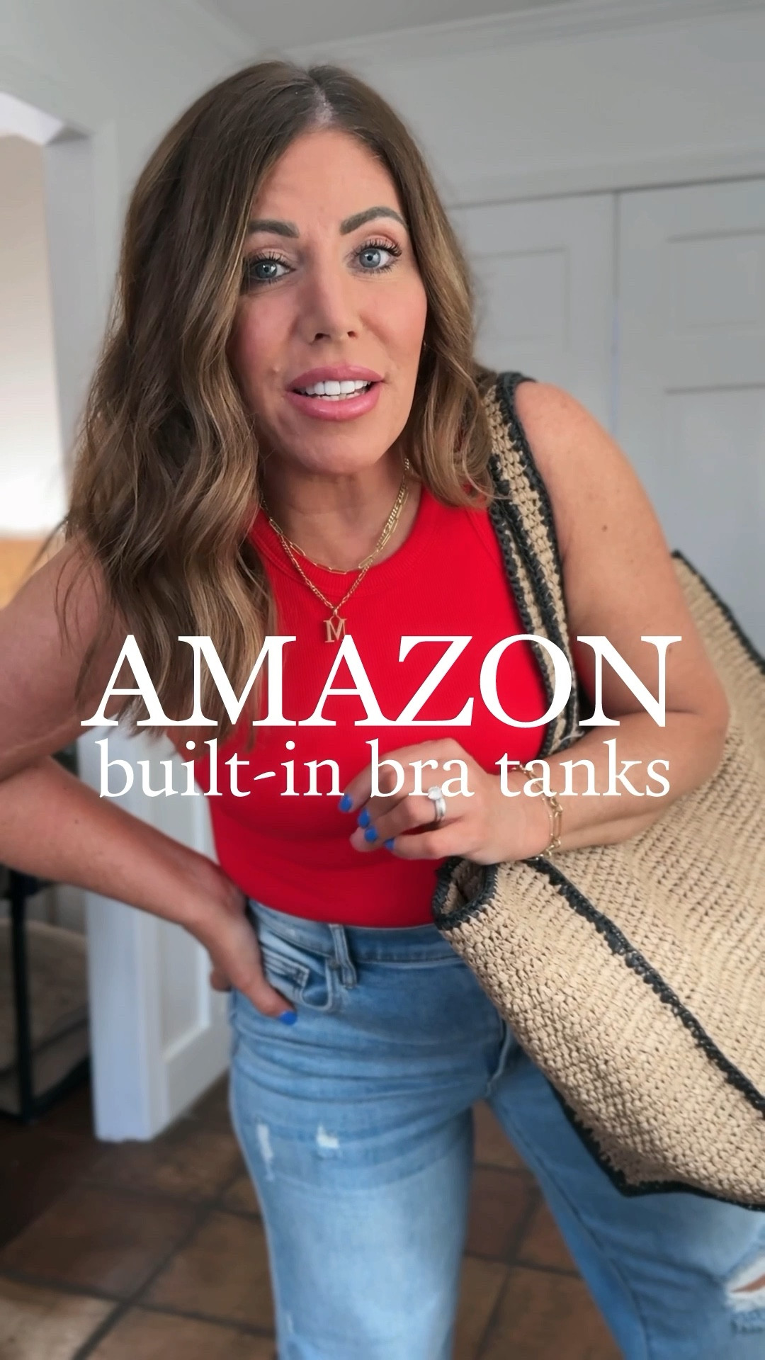 $23.95 ribbed Built-in bra tanks from Amazon//great quality basics 95% cotton/5% elastane 

no more fussing with your bra straps -these built-in bra tanks are a 1 & done top!They are true to size and come in five or six colors. Great to take with you on vacation as they minimize packing.

You can style them so many ways! I love that they look like a bodysuit, but they’re a tank!

These high-rise relaxed, distressed jeans from  Vici are currently on sale 30% off exclusively through LTK! They have lots of stretch and they are the softest/comfiest denim!

Target sandals are true to size and only $25 

Target bag is a great beach bag tote bag and Moore for under $40 

My jewelry is from Abbott Lyon and you can use LTk2FOR1 and get two pieces for the price of one!


#LTKFindsUnder50 #LTKSpringSale #LTKSaleAlert