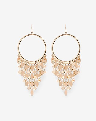 Fringe Chain Circle Drop Earrings | Express