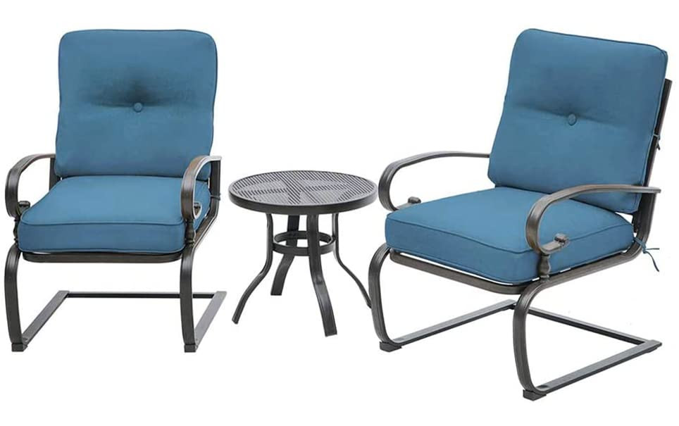 Incbruce Outdoor Furniture 3Pcs Patio Bistro Set, Springs Motion Chairs and Bistro Round Table Se... | Amazon (US)