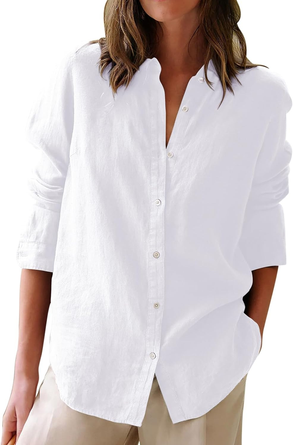 Button Down Shirts for Women Cotton Oxford Shirts Long Sleeve Dress Shirts Collared Blouses Work Casual Solid Tunic Tops | Amazon (US)