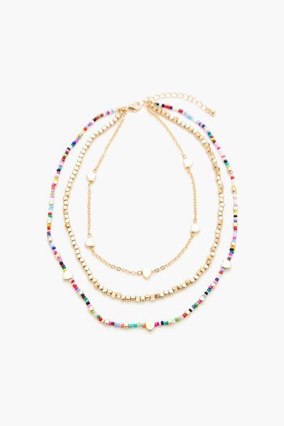 Beaded Heart Charm Layered Necklace | Forever 21