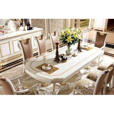 Infinity White And Gold Long Dining Table | Wayfair North America