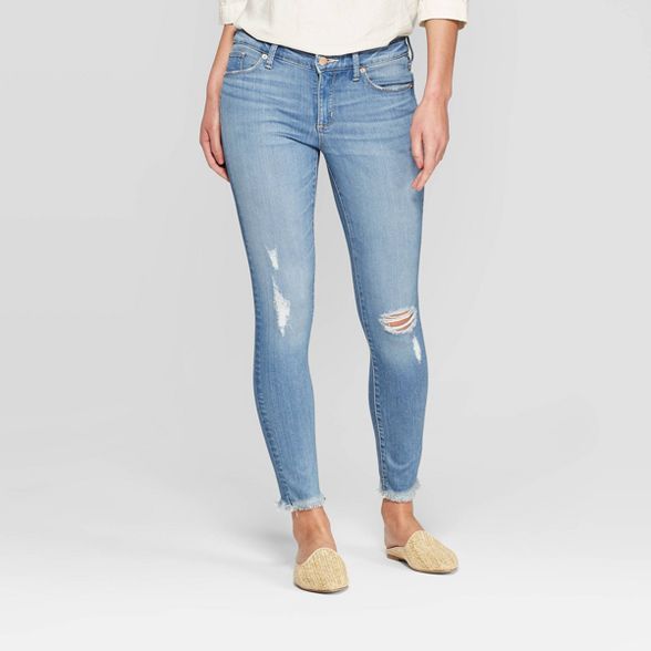 Women's Mid-Rise Distressed Skinny Jeans - Universal Thread™ Light Wash | Target