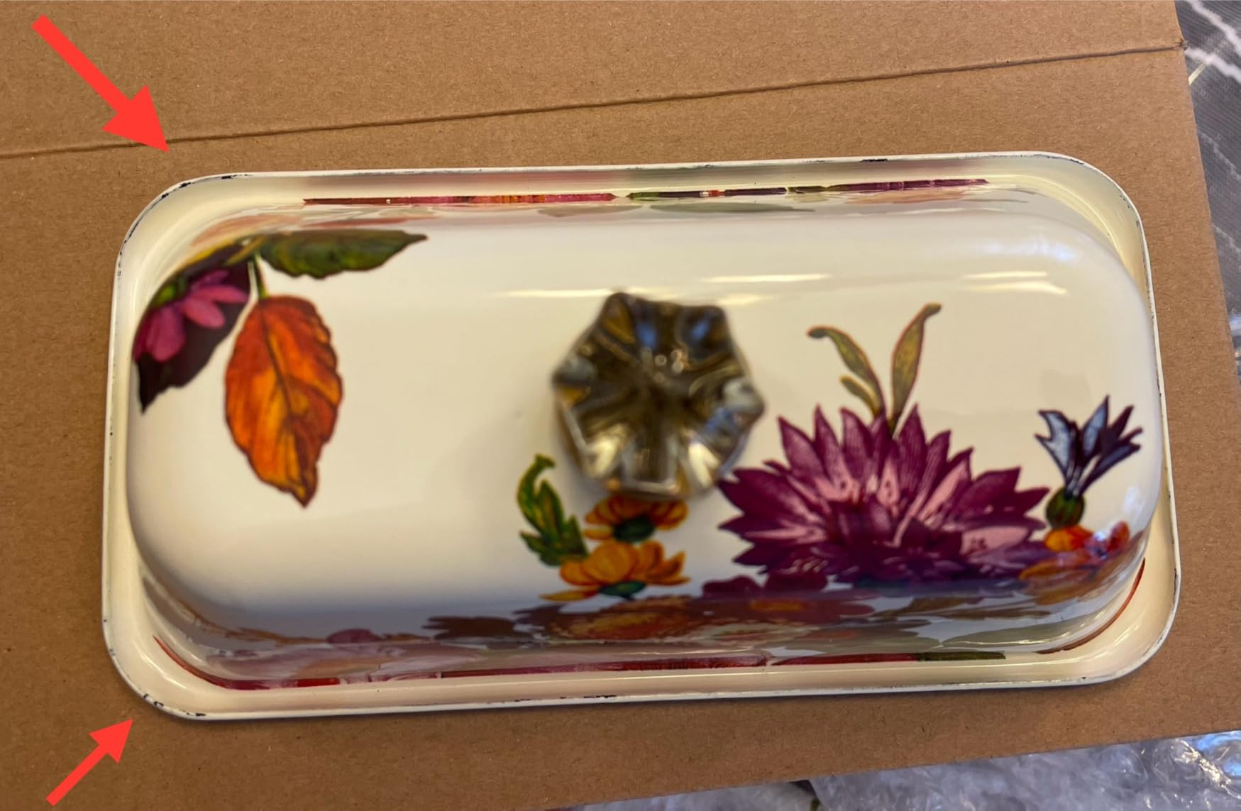 MACKENZIE-CHILDS Enamel Butter Box, Cute Lidded Enamel Butter Dish, Brown-and-White Mocha Check | Amazon (US)