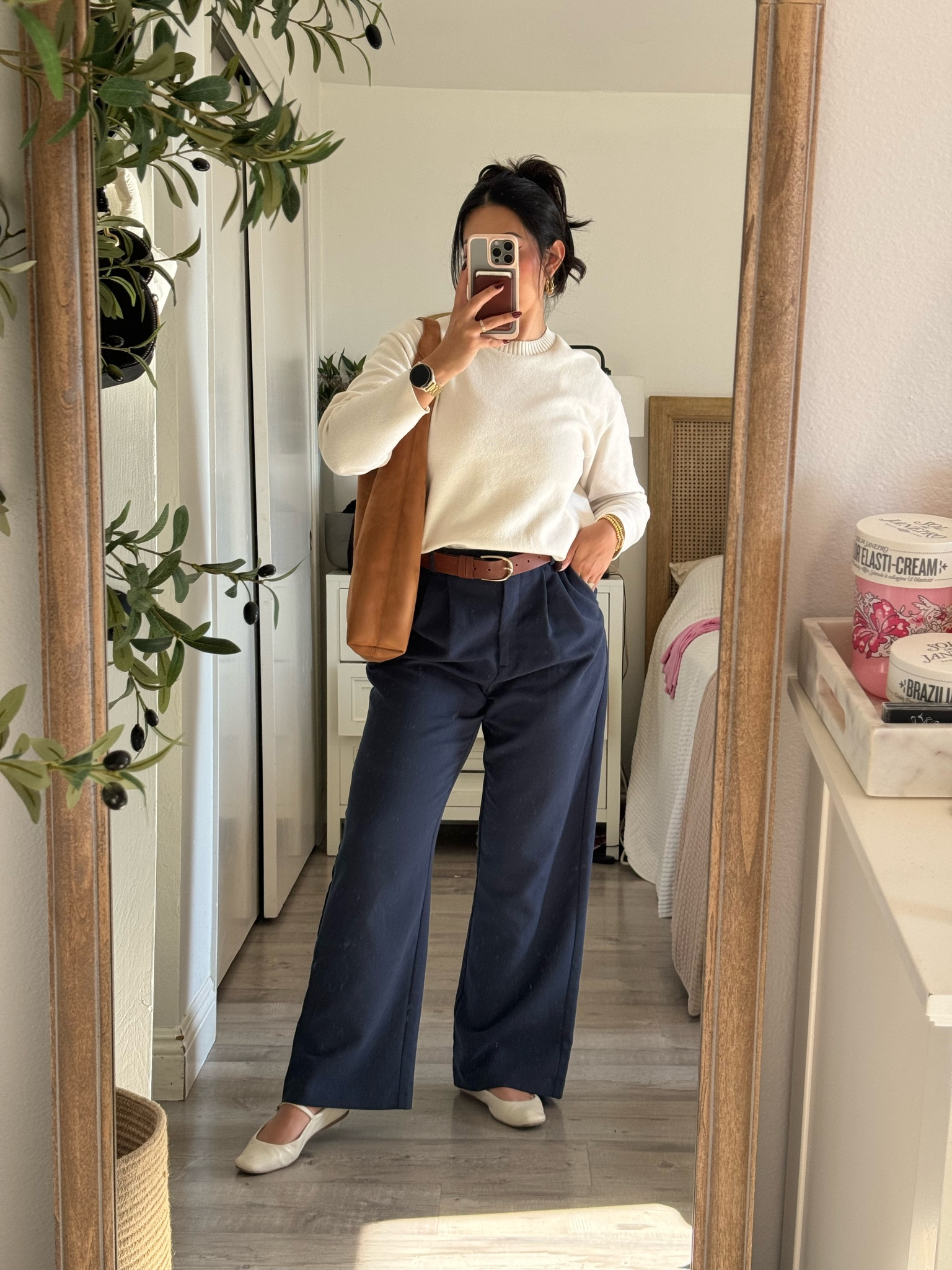 Cute casual outfit! Trousers are still on sale! 🤍 wearing size medium for top and size 28/6 for pants! 

#LTKFallSale #LTKFindsUnder50 #LTKSaleAlert