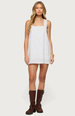 Edikted Doroh Lacey Striped Cotton Mini Dress | PacSun