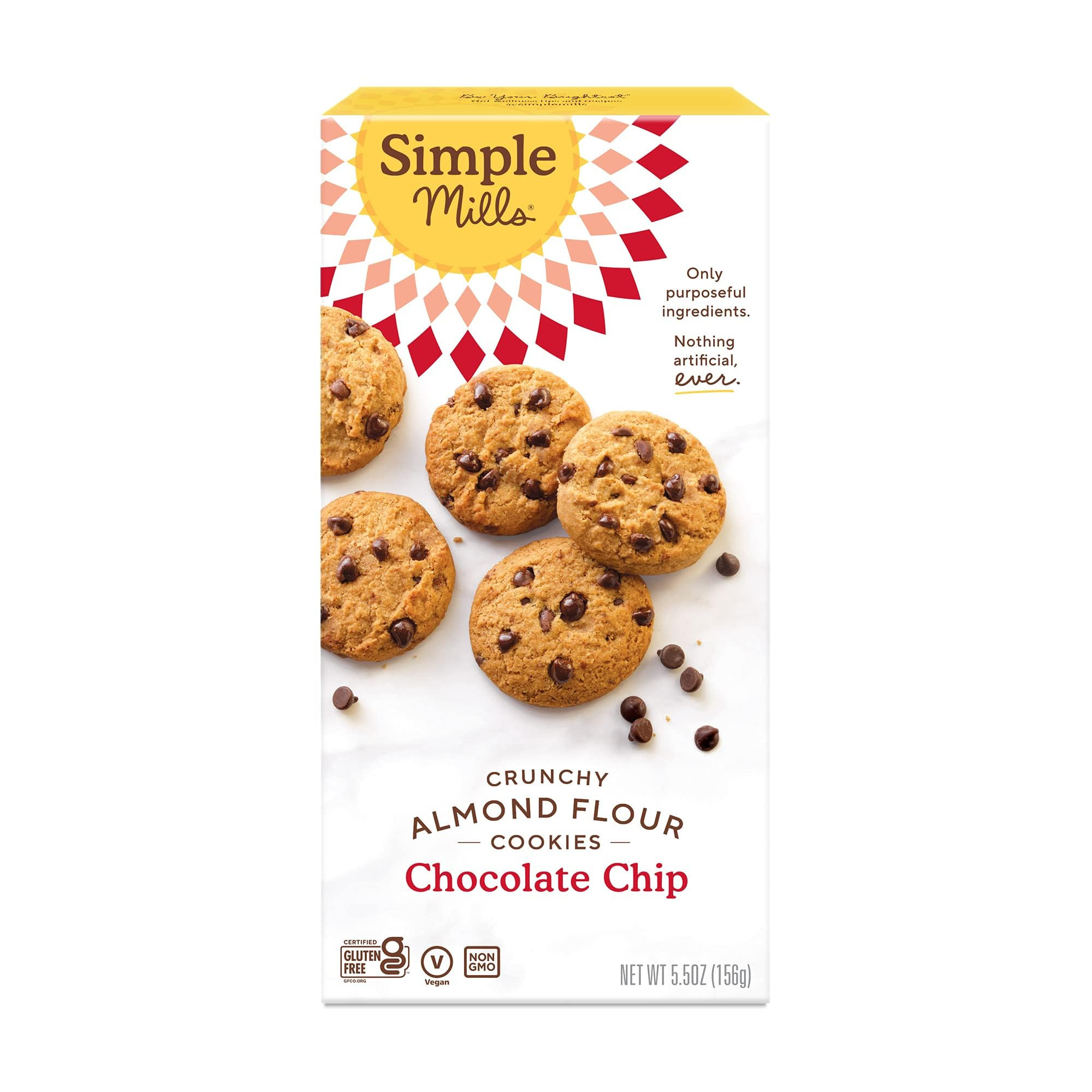 Simple Mills Almond Flour Crunchy Cookies, Organic Chocolate Chip - Gluten Free, Vegan, Healthy S... | Amazon (US)