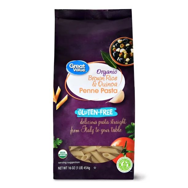Great Value Gluten Free Organic Brown Rice & Quinoa Penne Pasta, 16 oz Bag - Walmart.com | Walmart (US)