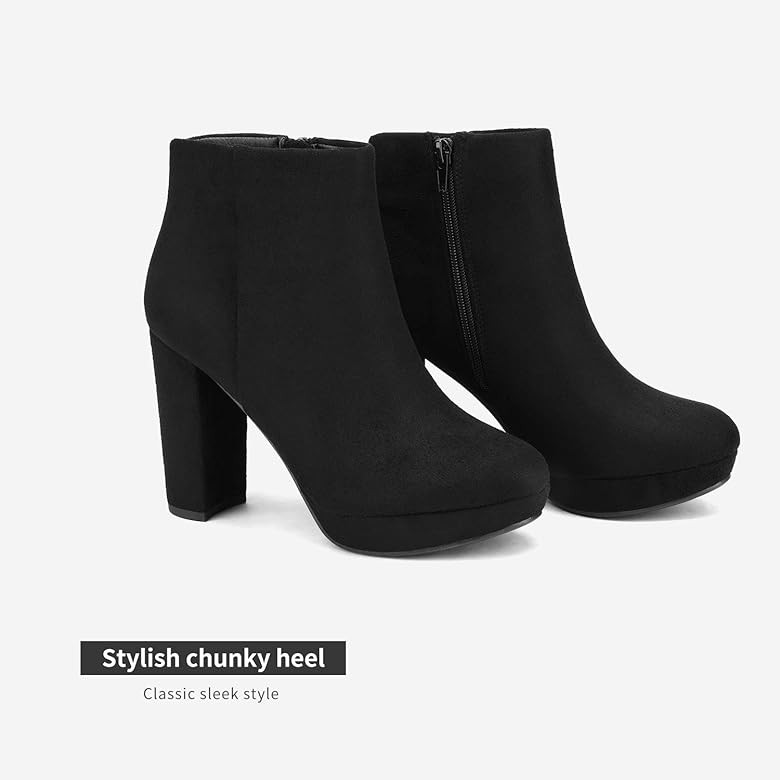 DREAM PAIRS Women's Stomp High Heel Ankle Boots | Amazon (US)