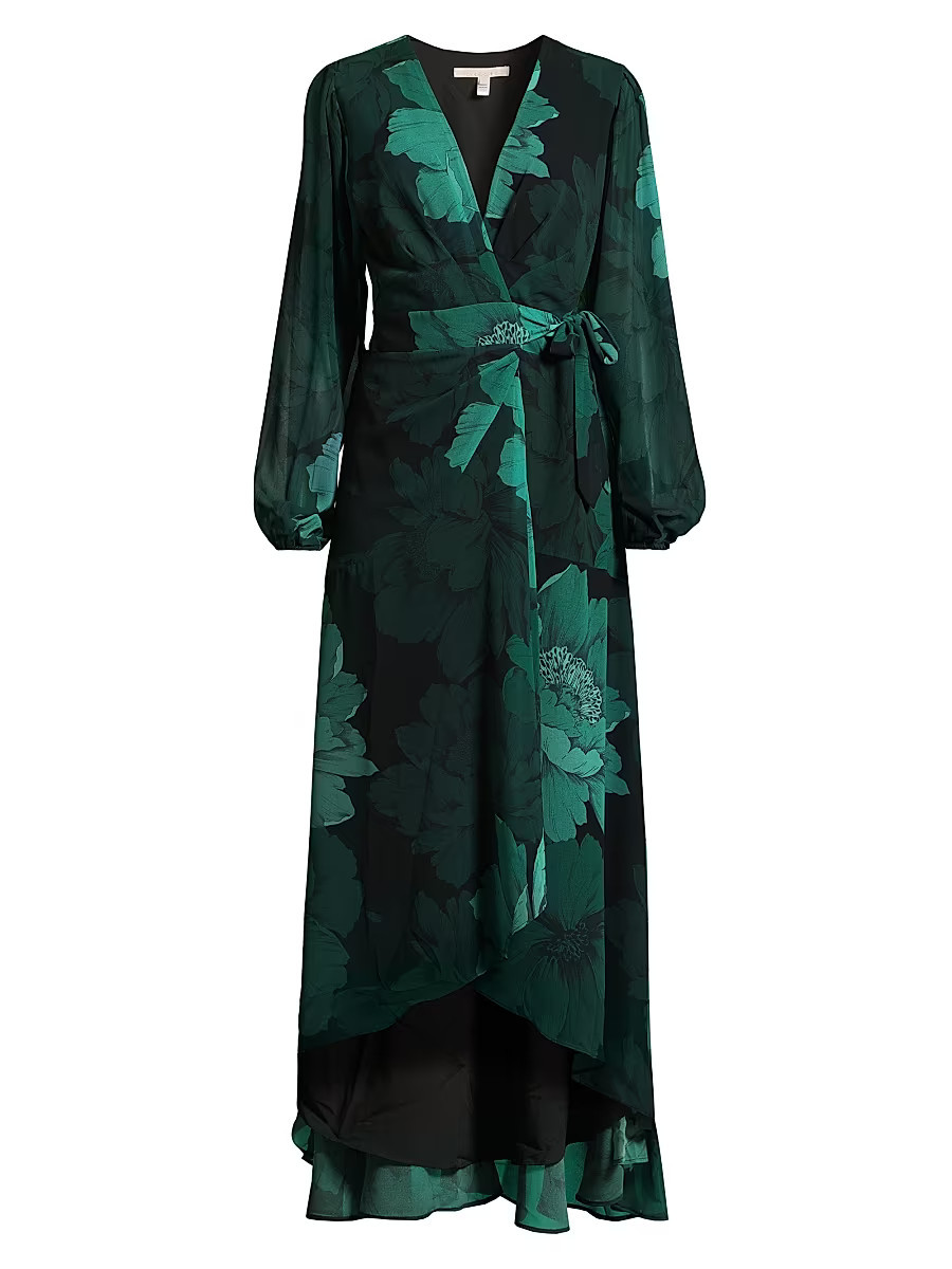 Women's Bridge Floral Wrap Maxi Dress - Forest Sketched Floral - Size Large | Saks Fifth Avenue