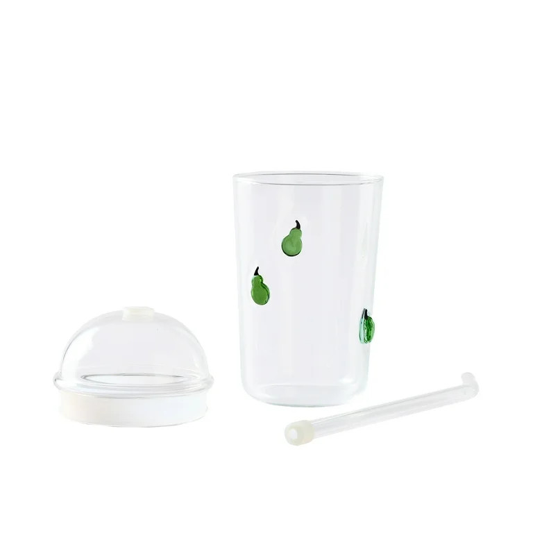 Better Homes & Gardens Glass Sipper Pear Icon With Glass Lid, 16 Ounce Capacity | Walmart (US)