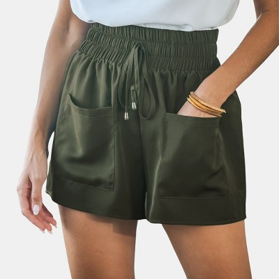 Women's Green Lace-Up Mini Shorts - Cupshe-M-Green | Target