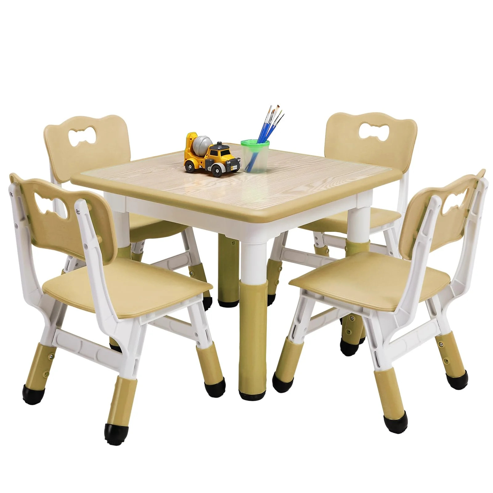 TROPOW Kids Table and Chairs,Height Adjustable Toddler Table and 4 Chair,Multi-Activity Table wit... | Walmart (US)