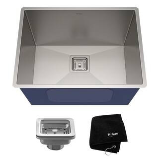 Pax Zero-Radius 24in. 18 Gauge Undermount Single Bowl Stainless Steel Laundry and Utility Sink | The Home Depot