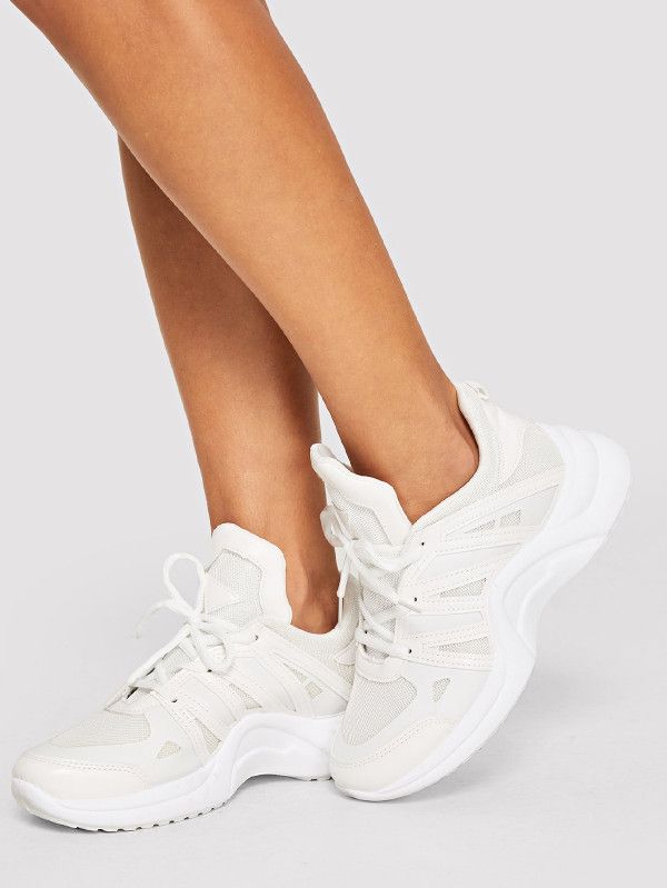 Lace-up Knit Chunky Sole Sneakers | SHEIN