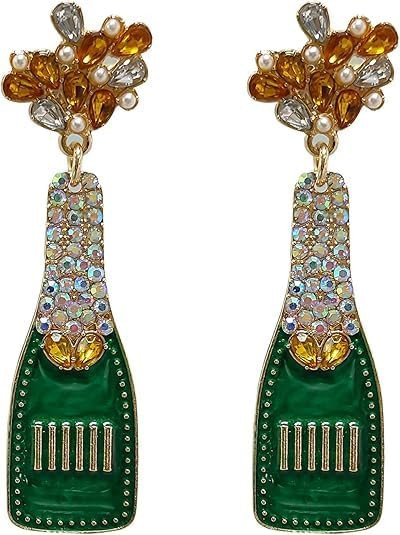 Champagne Earrings for Women, Pearl Rhinestone Champagne Martini Earrings, Fashion Jewelry for Wo... | Amazon (US)