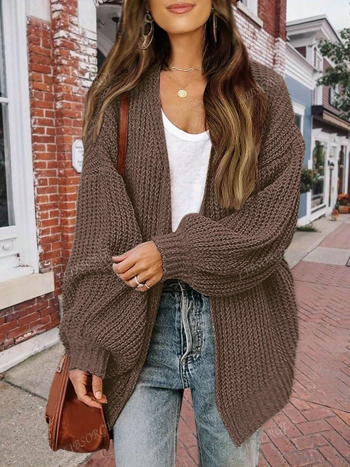 Damen einfarbiger lässiger gestrickter Cardigan mit Langarm, Herbst/Winter | aktuelle Trends, g... | SHEIN