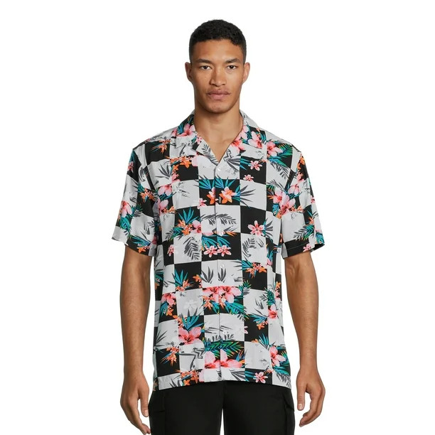 No Boundaries Men's & Big Men's Button-Down Rayon Shirt, Sizes XS-5XL | Walmart (US)