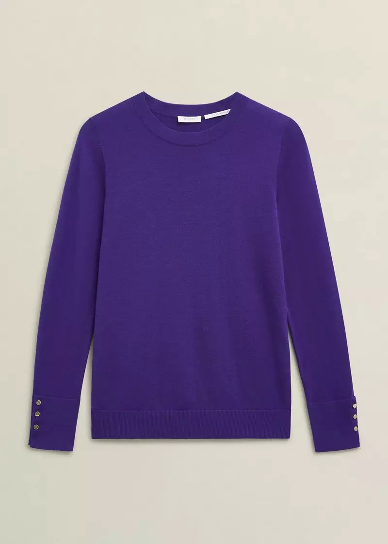 Purple Penny Merino Wool Crew Neck Knitted Jumper | Hobbs UK | | Hobbs