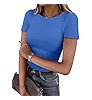 ANRABESS Women Short Sleeve Crewneck Ribbed Knit Slim Fitted Shirts Summer Tops Basic Tee Casual ... | Amazon (US)