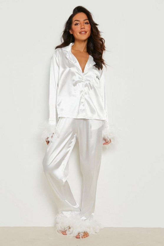 Premium Bride Feather Pajamas | Boohoo.com (US & CA)