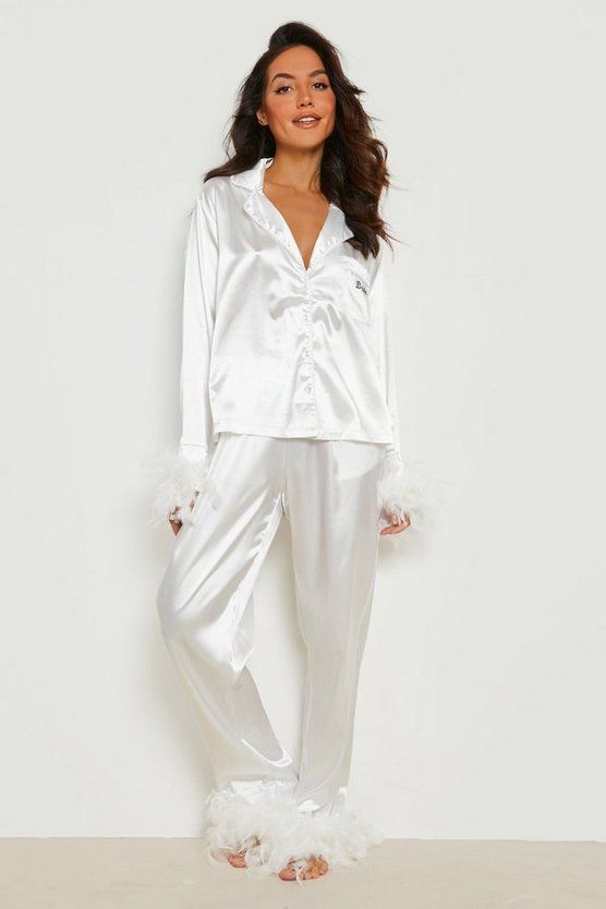 Premium Bride Feather Pajamas | Boohoo.com (US & CA)