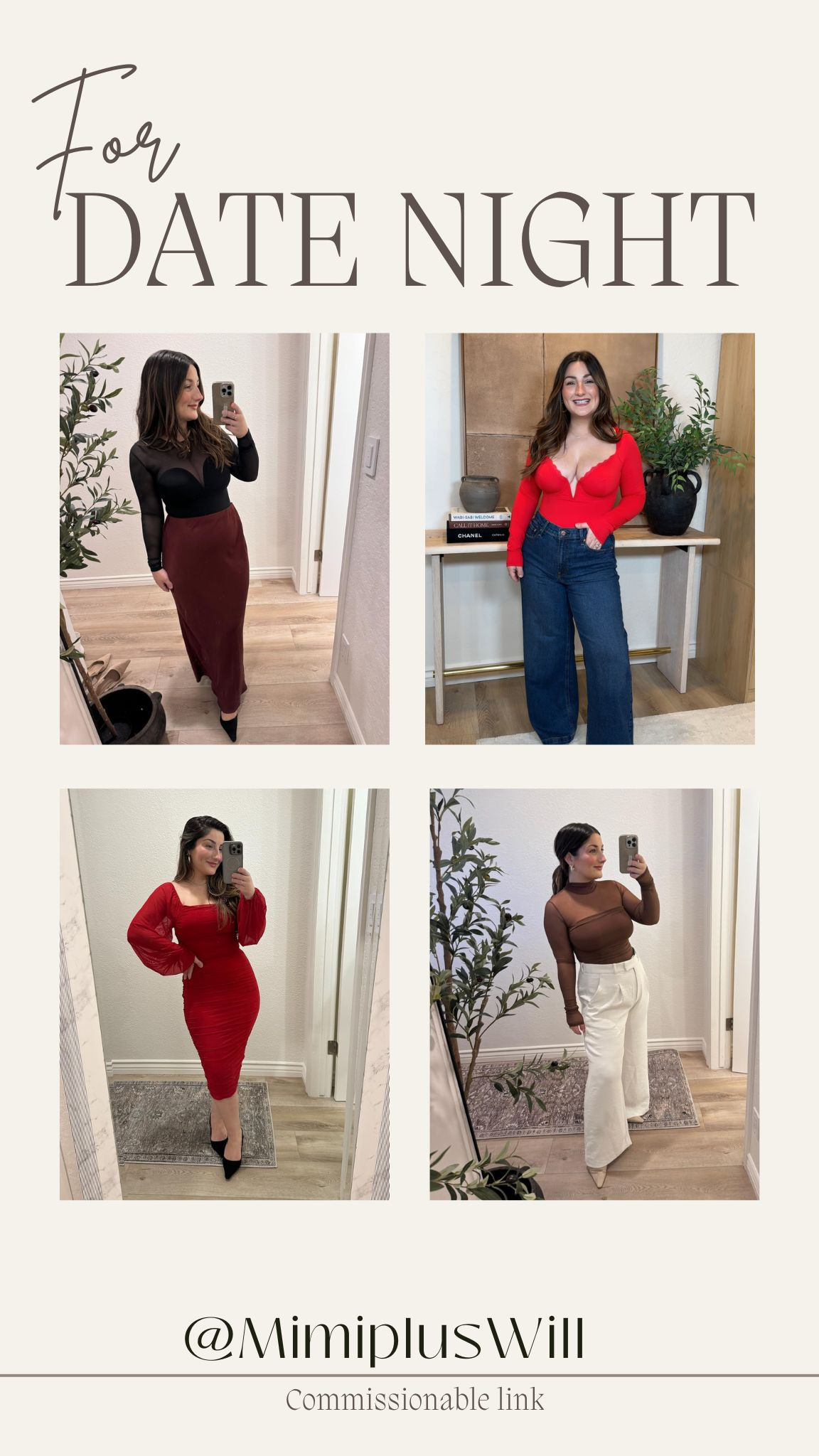 Valentine's Day outfit inspo for date night! Vday styled outfits

All petite friendly! I'm 5'0" 145 lbs wearing sizes: 

Black bodysuit size medium
Skirt size medium petite (out of stock so I linked similar!) 

Red bodysuit size medium 
Jeans size 29petite (need to wear heels for the length) 

Red dress size small

Brown bodysuit size medium 
trousers size 29 short - almost sold out so I linked similar Amazon pants!) 



#LTKFindsUnder50 #LTKPetite #LTKSeasonal