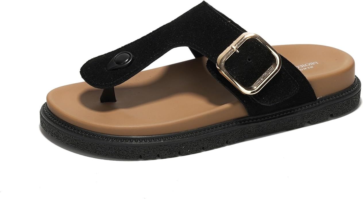 Platform Sandals Women Genuine Suede Upper Summer Dress Slippers - Women Fashion Thong Womens San... | Amazon (US)
