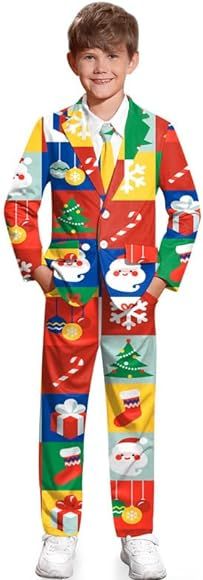 IIMMER Christmas Boys Ugly 3 Piece Suits with Jacket, Pants & Tie 5-14 Years | Amazon (US)